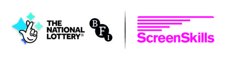 BFI ScreenSkills black and magenta on white logo